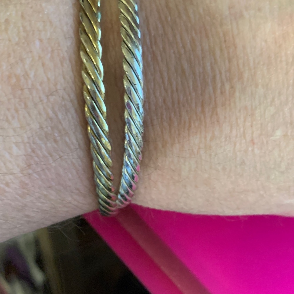 Elegant Gold and Silver Twisted Bracelet